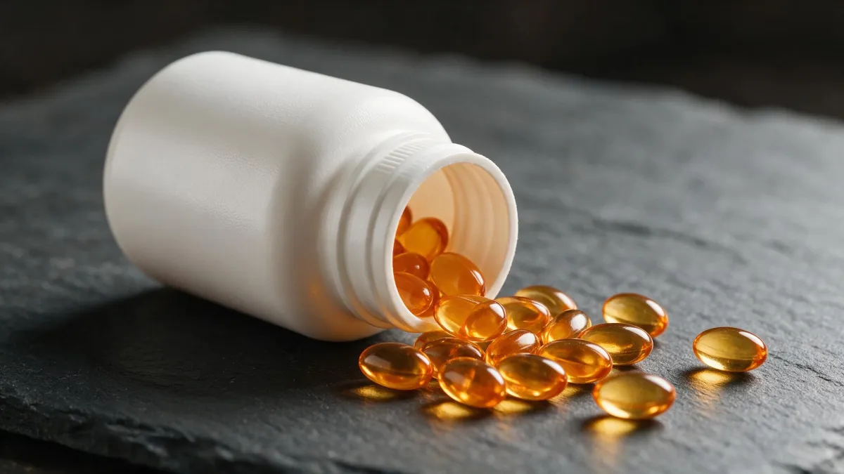 Capsule di un integratore per l'erezione senza ricetta su superficie scura: il concetto di prodotto analizzato nella recensione Extenze 2026