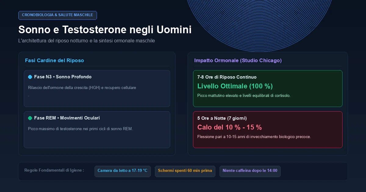 Architettura del sonno profondo e sintesi di testosterone negli uomini: fasi N3, REM e confronto ore di riposo